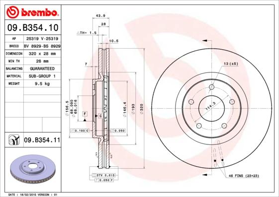 Brembo 09.B354.10 - Bremžu diski ps1.lv