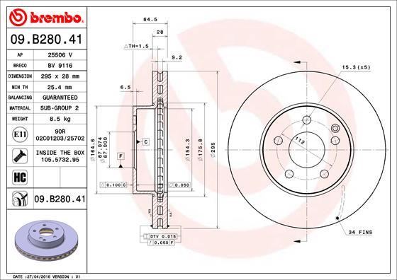 Brembo 09.B280.41 - Bremžu diski ps1.lv