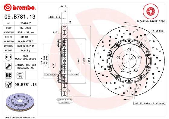 Brembo 09.B781.13 - Bremžu diski ps1.lv