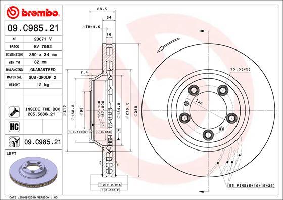 Brembo 09.C985.21 - Bremžu diski ps1.lv