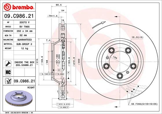 Brembo 09.C986.21 - Bremžu diski ps1.lv