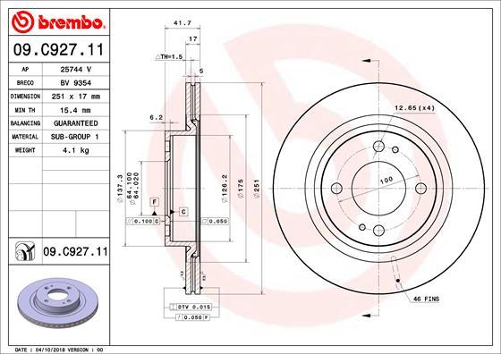 Brembo 09.C927.11 - Bremžu diski ps1.lv