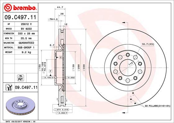 Brembo 09.C497.11 - Bremžu diski ps1.lv