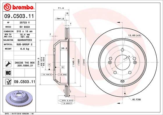 Brembo 09.C503.11 - Bremžu diski ps1.lv