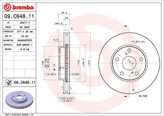 Brembo 09.C648.11 - Bremžu diski ps1.lv