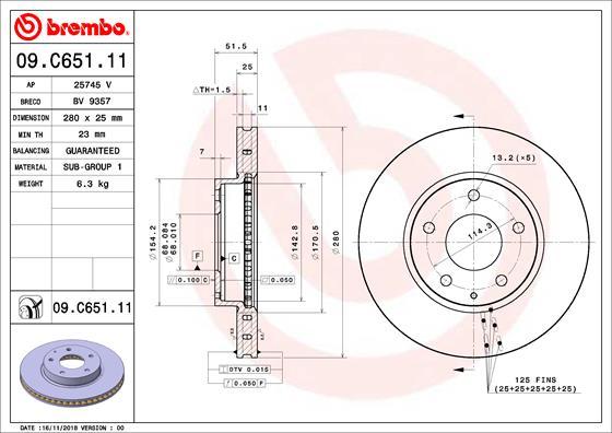 Brembo 09.C651.11 - Bremžu diski ps1.lv