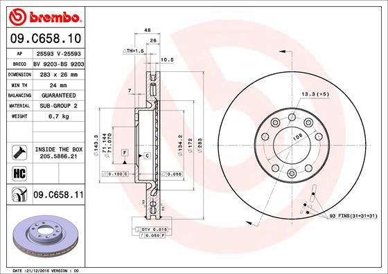 Brembo 09.C658.11 - Bremžu diski ps1.lv