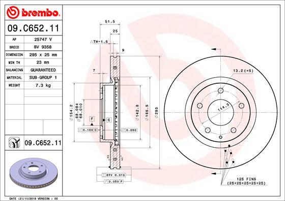 Brembo 09.C652.11 - Bremžu diski ps1.lv