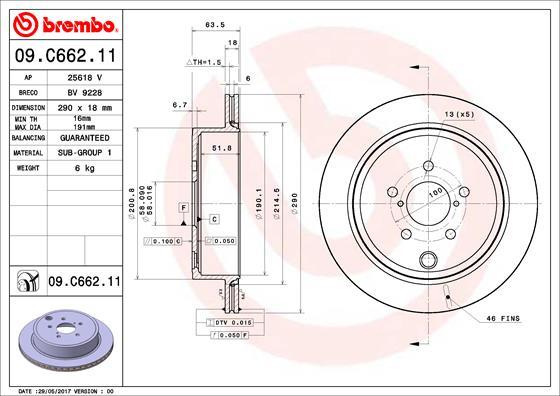 Brembo 09.C662.11 - Bremžu diski ps1.lv