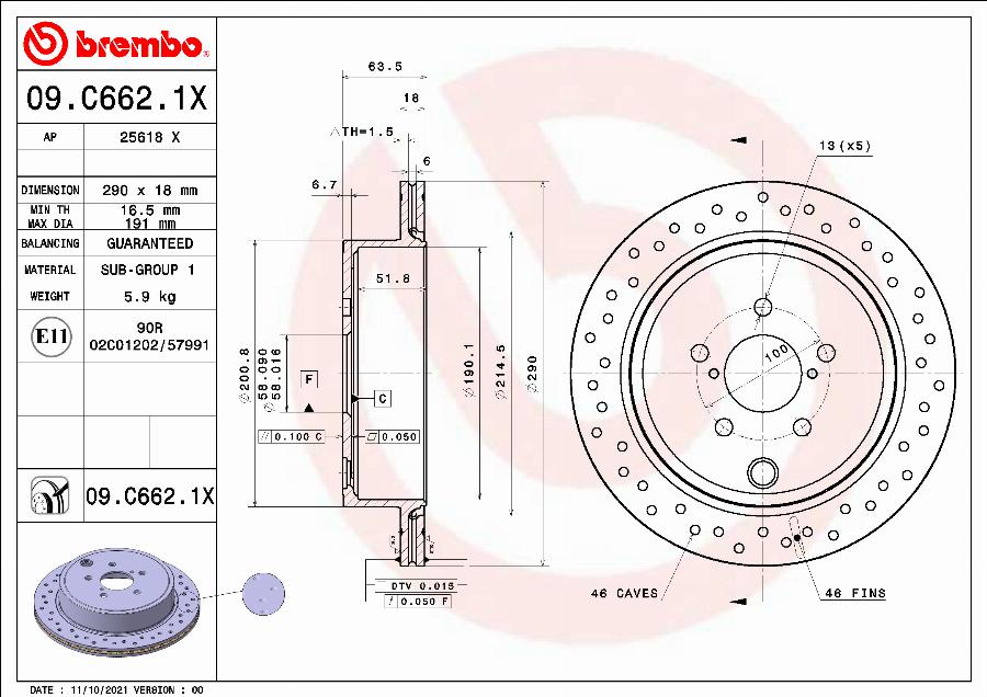 Brembo 09.C662.1X - Bremžu diski ps1.lv