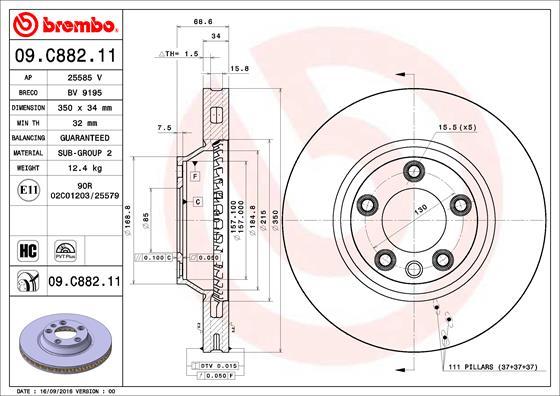 Brembo 09.C882.11 - Bremžu diski ps1.lv