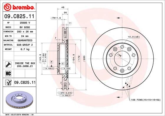 Brembo 09.C825.11 - Bremžu diski ps1.lv