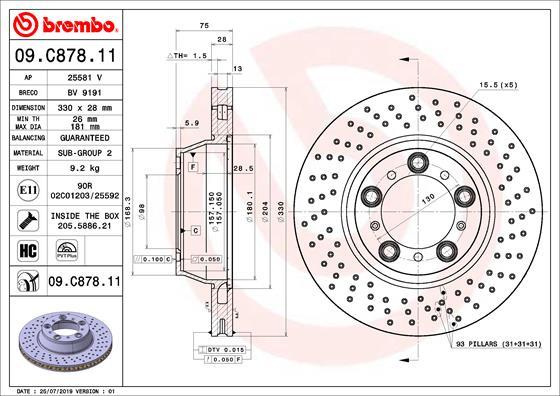 Brembo 09.C878.11 - Bremžu diski ps1.lv