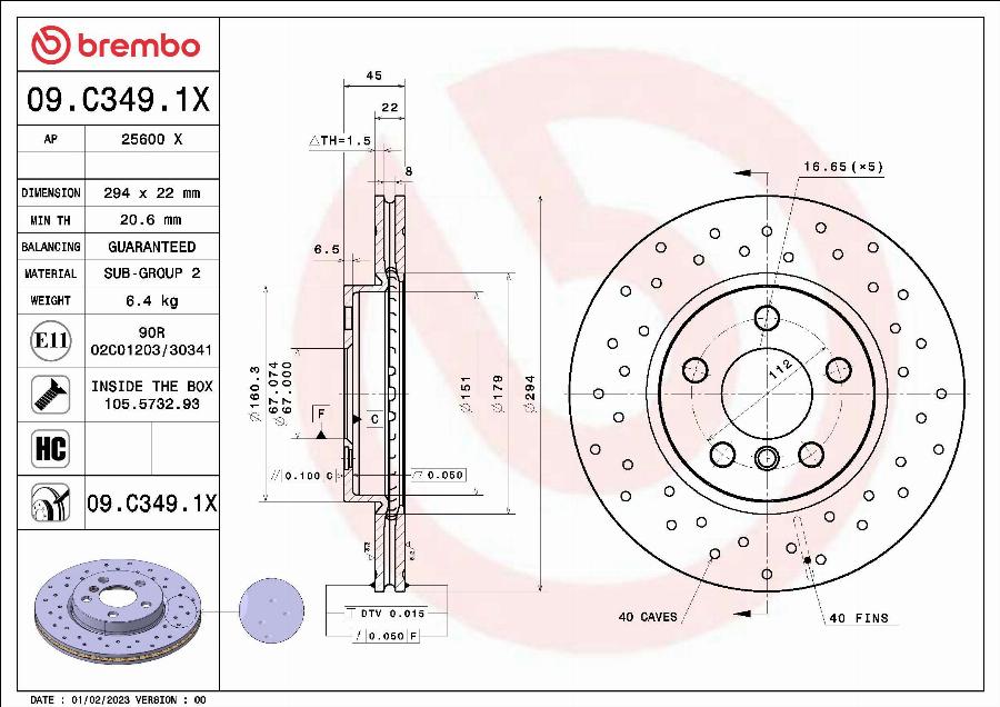 Brembo 09.C349.1X - Bremžu diski ps1.lv