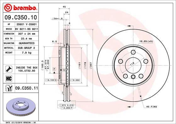 Brembo 09.C350.11 - Bremžu diski ps1.lv