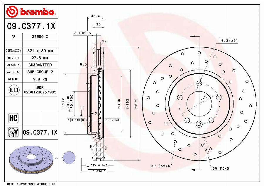 Brembo 09.C377.1X - Bremžu diski ps1.lv