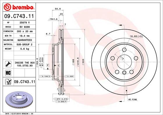 Brembo 09.C743.11 - Bremžu diski ps1.lv