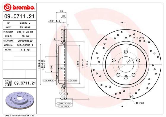 Brembo 09.C711.21 - Bremžu diski ps1.lv