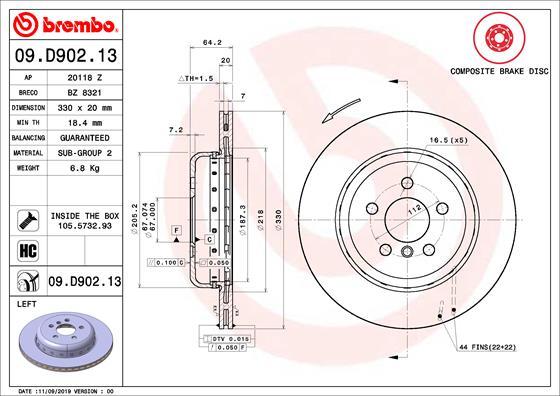 Brembo 09.D902.13 - Bremžu diski ps1.lv