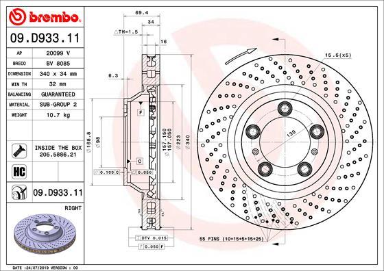 Brembo 09.D933.11 - Bremžu diski ps1.lv