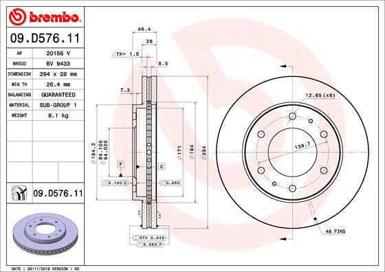 Brembo 09.D576.11 - Bremžu diski ps1.lv