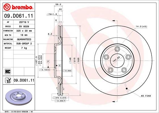 Brembo 09.D061.11 - Bremžu diski ps1.lv