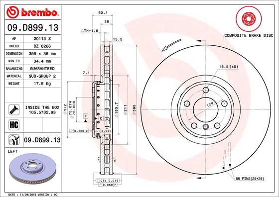 Brembo 09.D899.13 - Bremžu diski ps1.lv