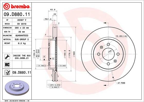 Brembo 09.D880.11 - Bremžu diski ps1.lv