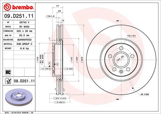 Brembo 09.D251.11 - Bremžu diski ps1.lv