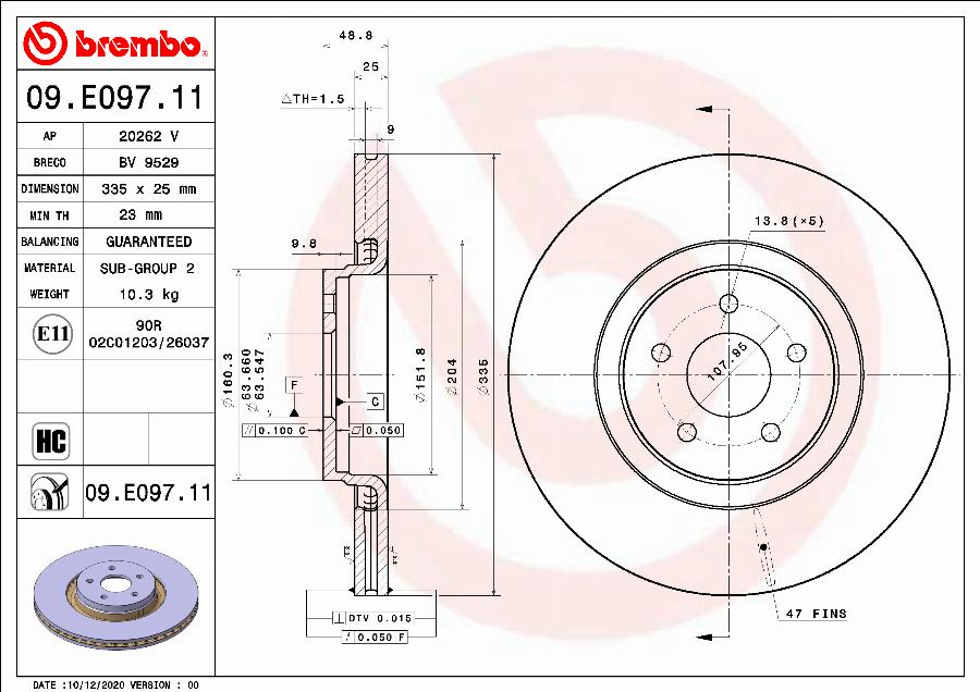 Brembo 09.E097.11 - Bremžu diski ps1.lv