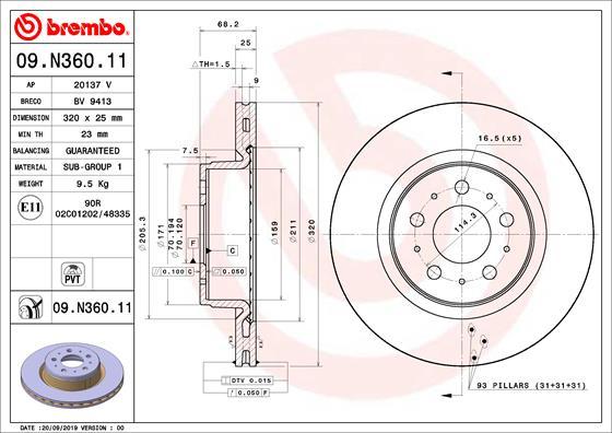 Brembo 09.N360.11 - Bremžu diski ps1.lv