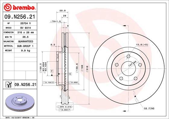 Brembo 09.N256.21 - Bremžu diski ps1.lv