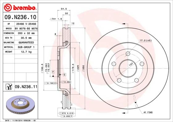 Brembo 09.N236.11 - Bremžu diski ps1.lv