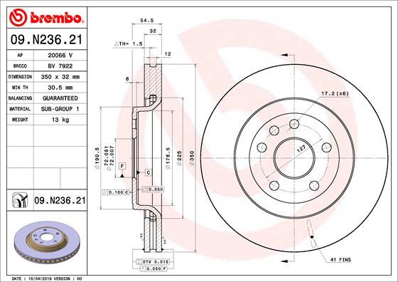 Brembo 09.N236.21 - Bremžu diski ps1.lv