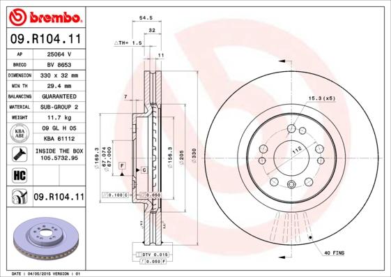 Brembo 09.R104.11 - Bremžu diski ps1.lv