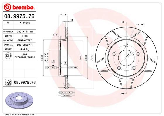 Brembo 08.9975.76 - Bremžu diski ps1.lv