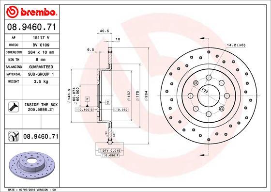 Brembo 08.9460.71 - Bremžu diski ps1.lv