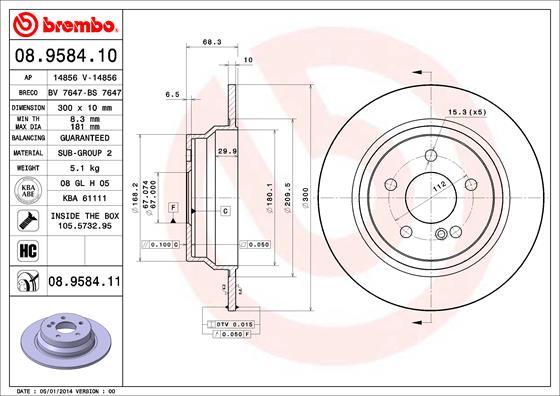 Brembo 08.9584.11 - Bremžu diski ps1.lv