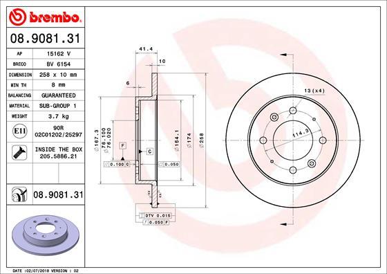 Brembo 08.9081.31 - Bremžu diski ps1.lv