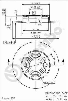 Brembo 08.9136.11 - Bremžu diski ps1.lv