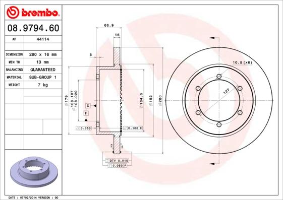 Brembo 08.9794.60 - Bremžu diski ps1.lv