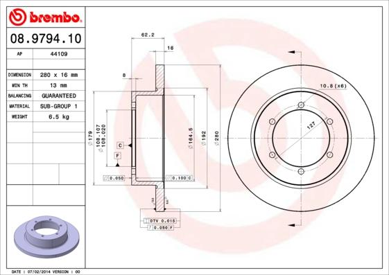 Brembo 08.9794.10 - Bremžu diski ps1.lv