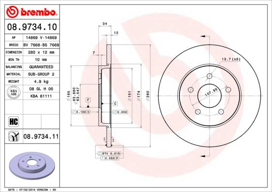 Brembo 08.9734.11 - Bremžu diski ps1.lv