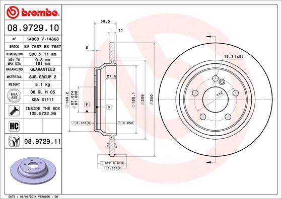 Brembo 08.9729.10 - Bremžu diski ps1.lv