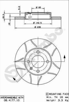 Brembo 08.4177.75 - Bremžu diski ps1.lv