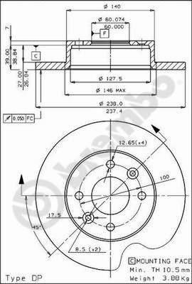 Brembo 08.4284.10 - Bremžu diski ps1.lv