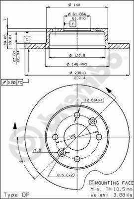 Brembo 08.4284.20 - Bremžu diski ps1.lv