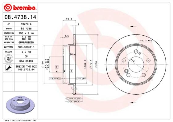 Brembo 08.4738.14 - Bremžu diski ps1.lv