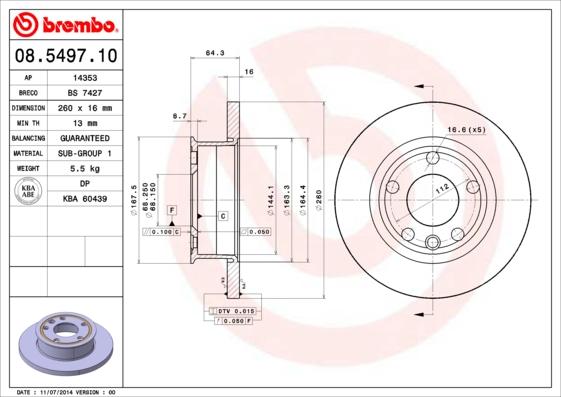 Brembo 08.5497.10 - Bremžu diski ps1.lv