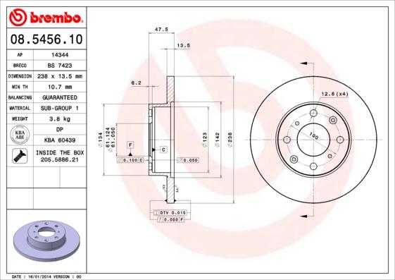 Brembo 08.5456.10 - Bremžu diski ps1.lv